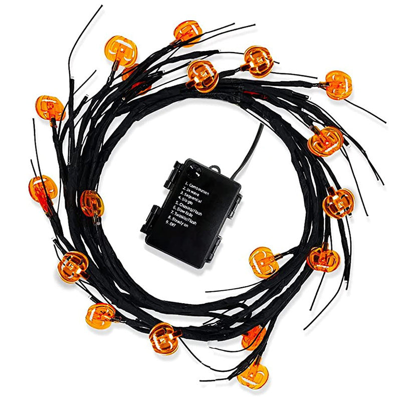 6.5 Ft Halloween LED Willow Vine String Light Cool Cartoon Bat Pumpkin Decoration For Indoor Outdoor Party House Decor