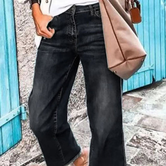 European And American Women's Jeans Temperament Commute Straight-leg Pants